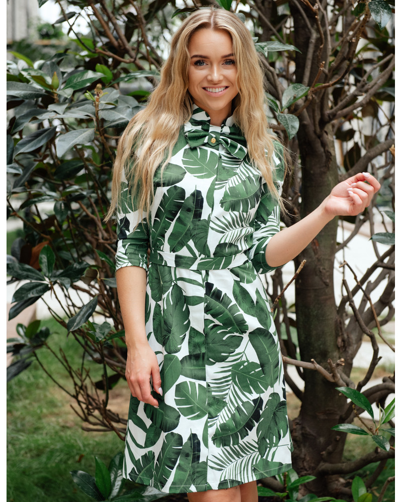 JUNGLE BOW  DRESS GREEN