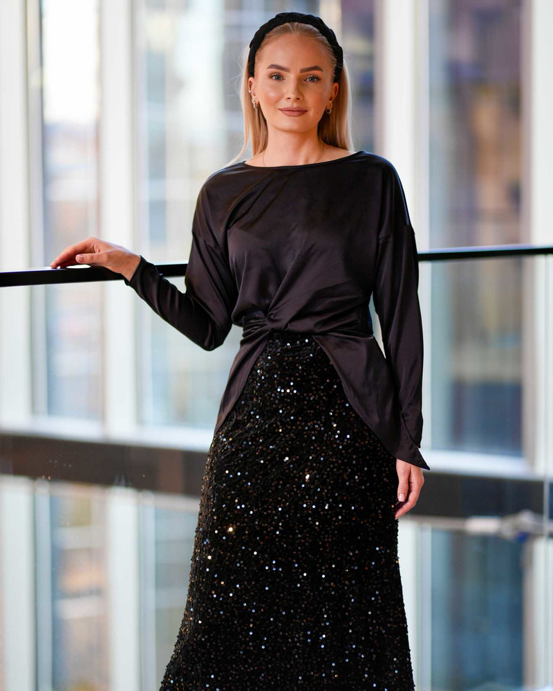 SKIRT MAXI SEQUIN BLACK