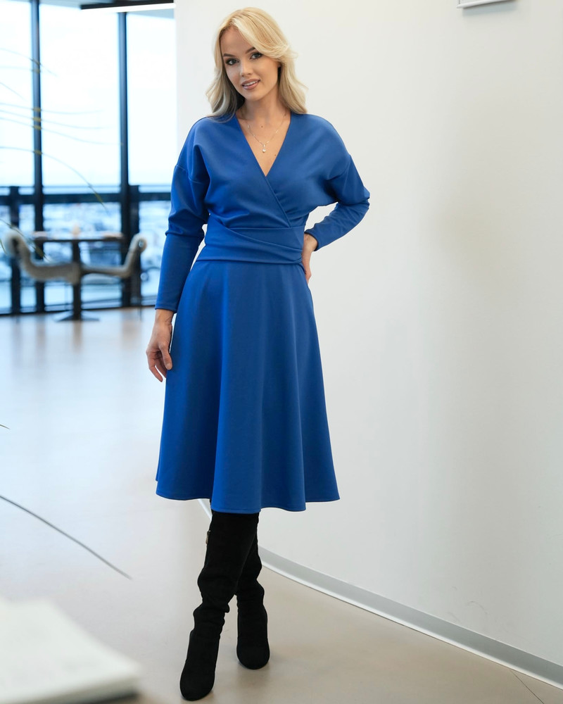 MIDI DRESS TIMELESS CREPE COBALT BLUE