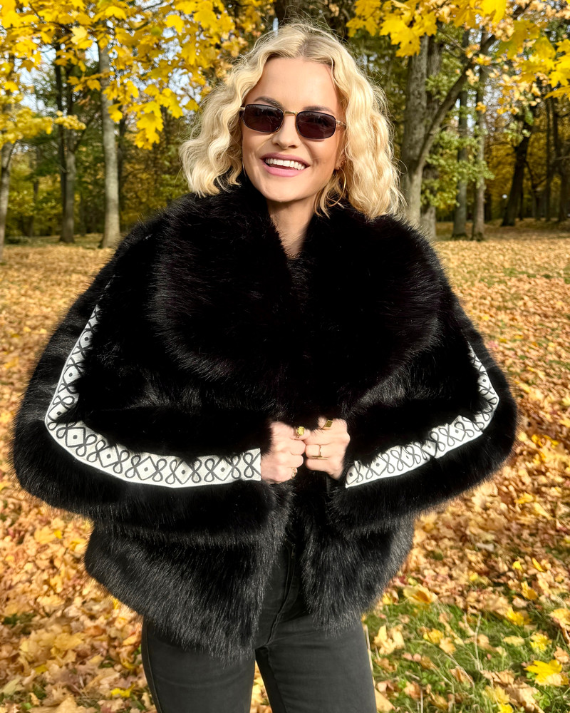 POLAR FUR COAT  BLACK