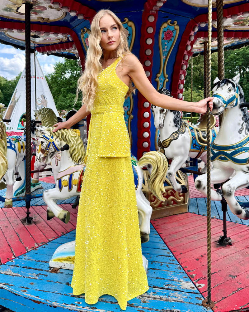 MAXI DRESS YELLOW SEQUIN