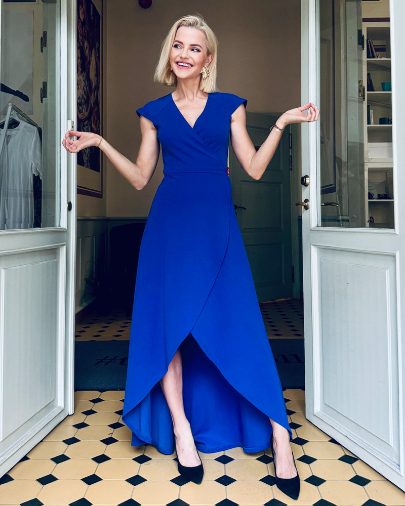 WRAP MAXI DRESS ELECTRIC BLUE