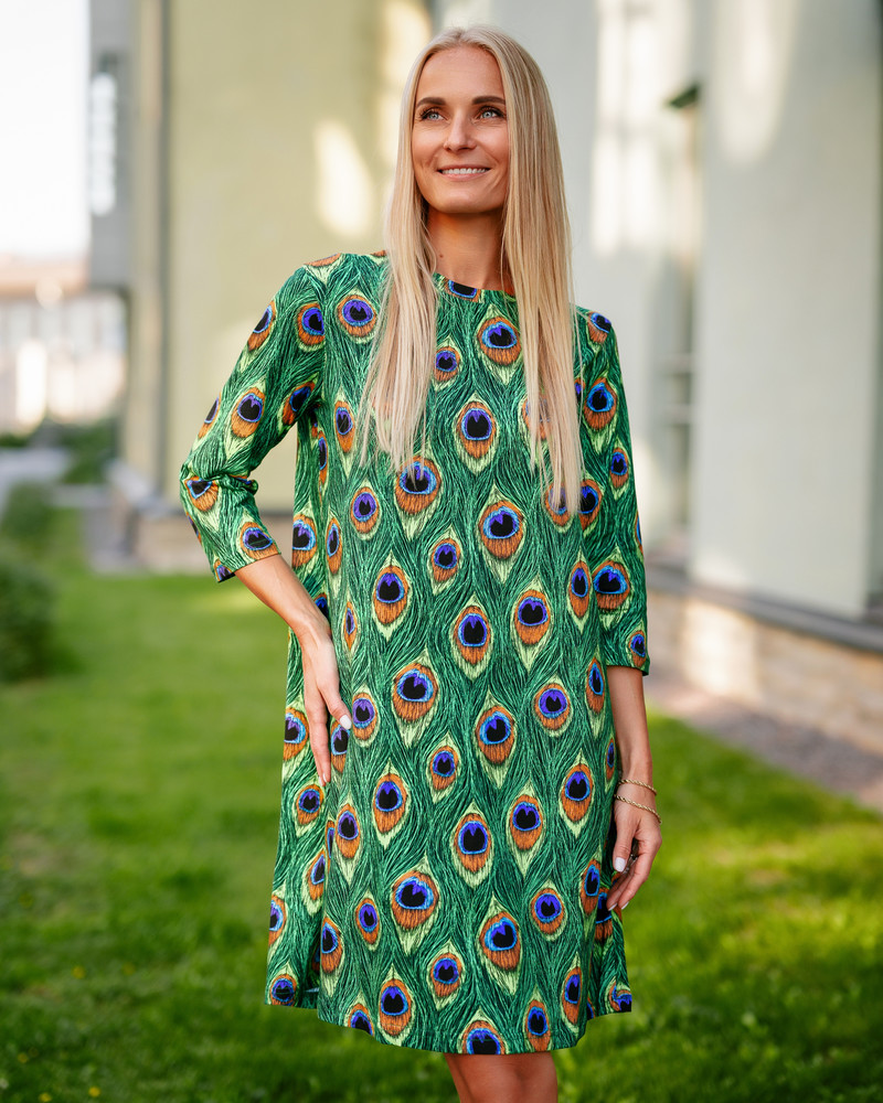 PEACOCK QUARTER DRESS GREEN