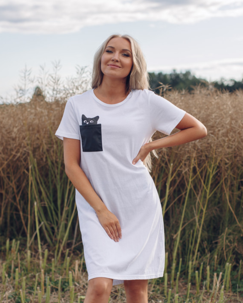 KITTY IN POCKET DRESS WHITE