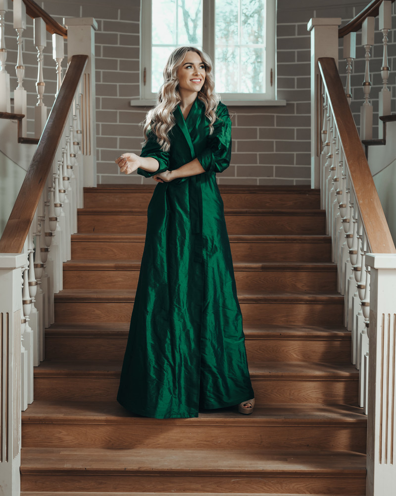 MOON MAXI SILK DRESS GREEN