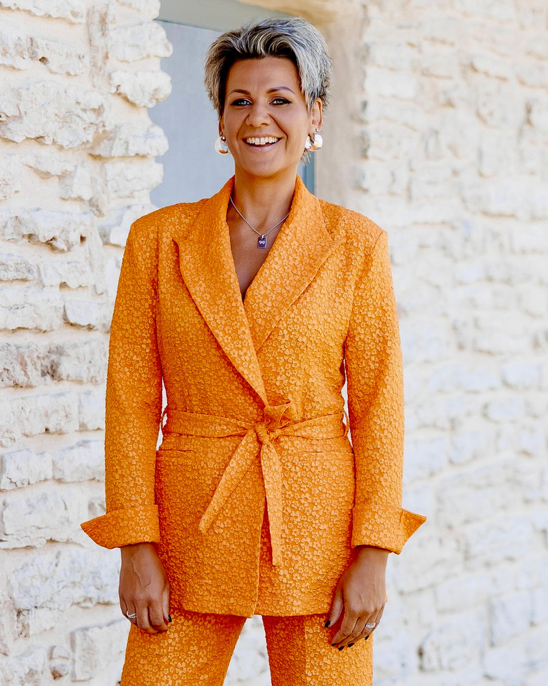 JACQUARD POWER SUIT ORANGE JACKET