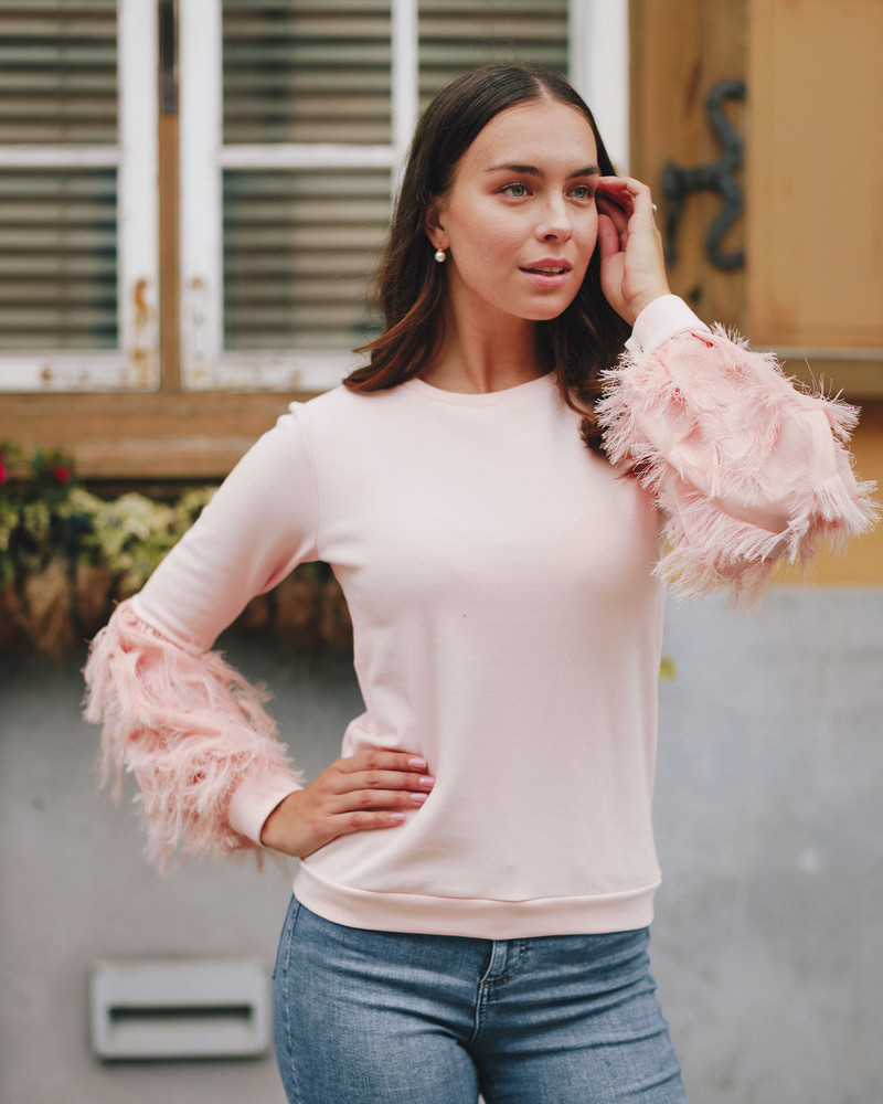 ALICE FRINGE SLEEVE SWEATSHIRT PEACHY