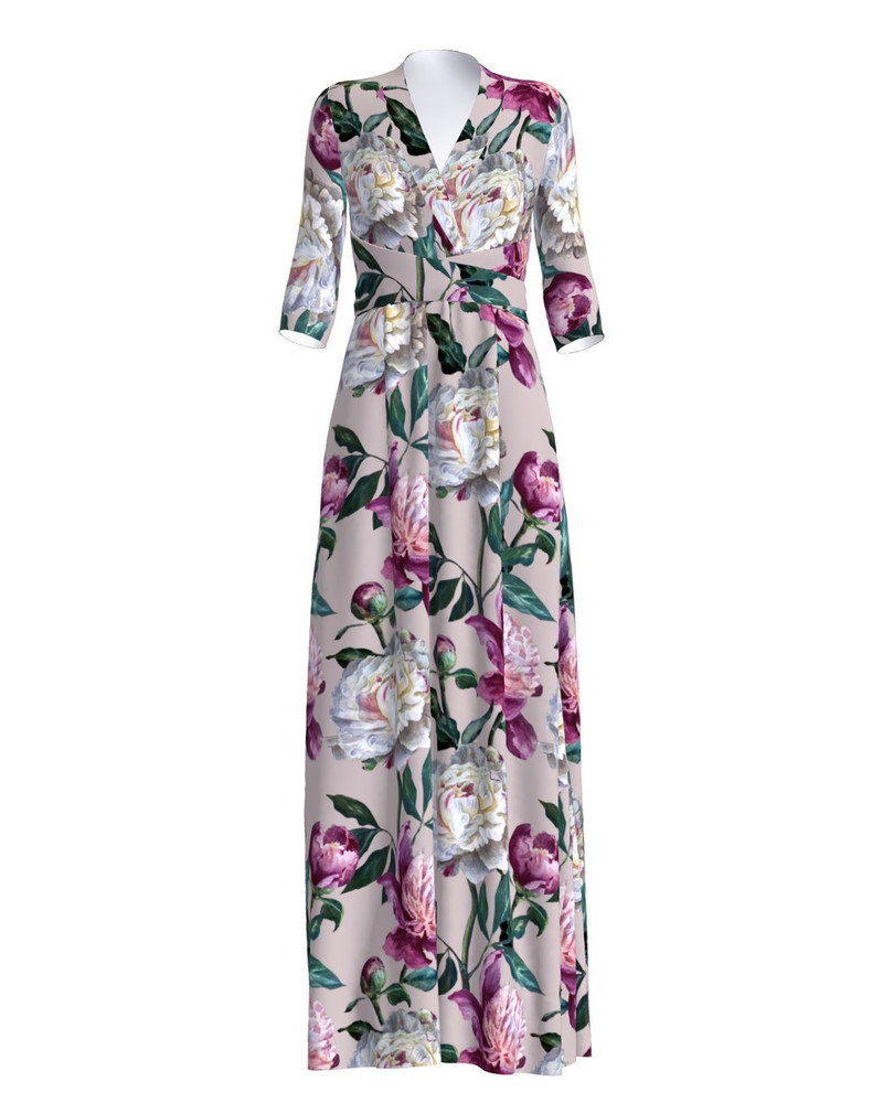 PEONY MAXI ELEGANT DRESS GREY