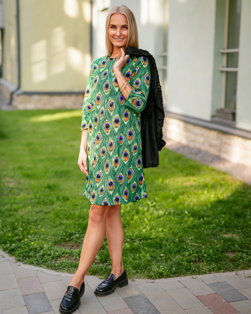 PEACOCK QUARTER DRESS GREEN