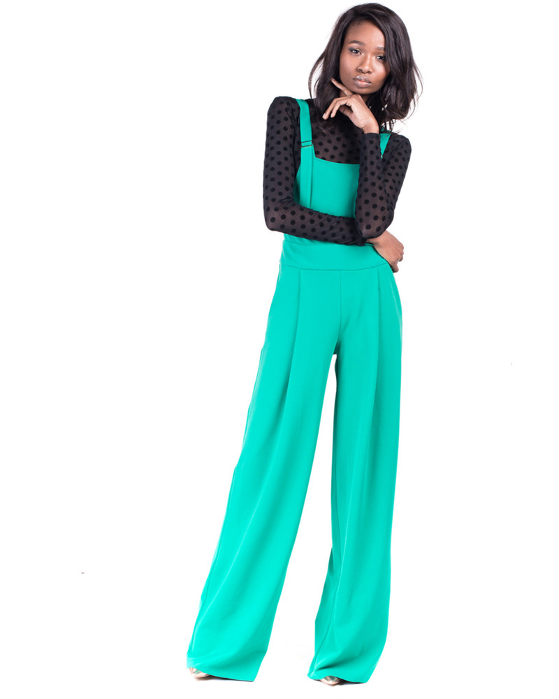 GREEN WIDE SUSPEND TROUSERS