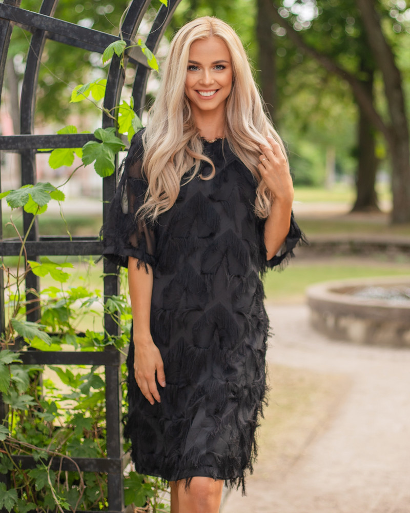 FRINGE DRESS BLACK