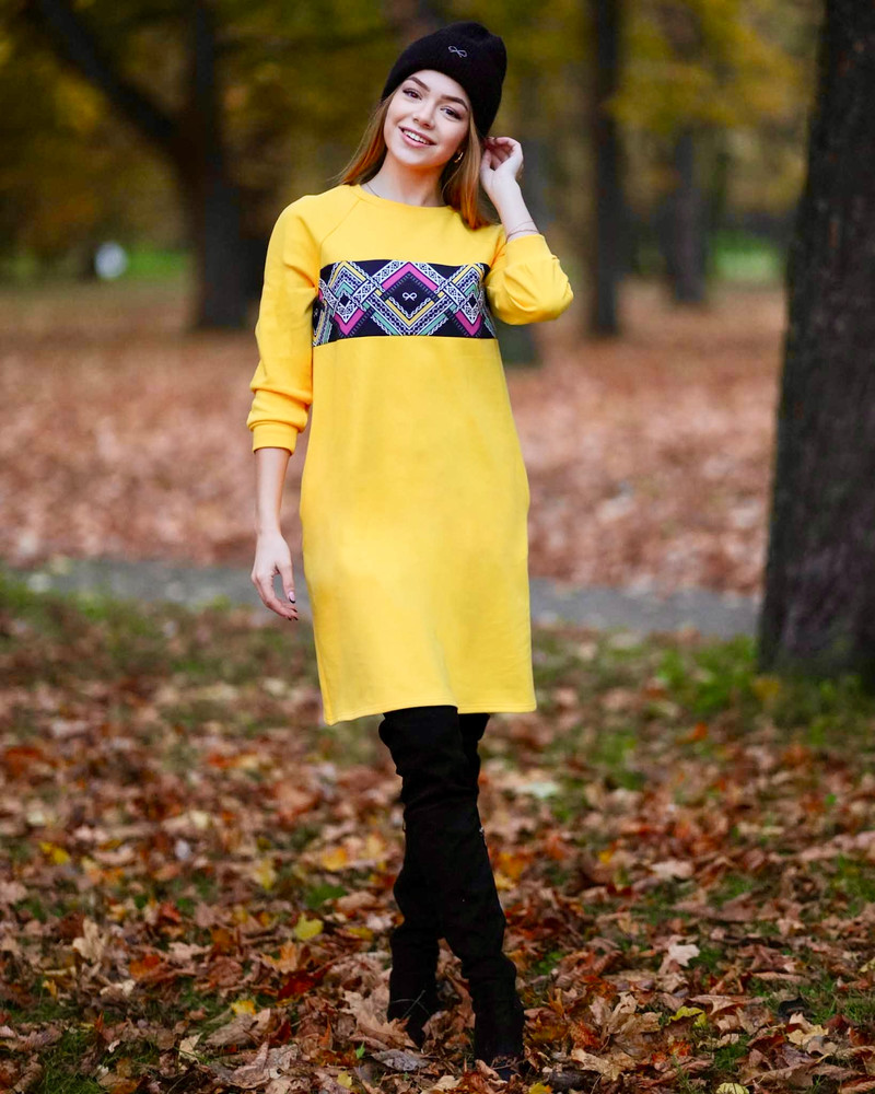 ETHNIC POCKET DRESS YELLOW