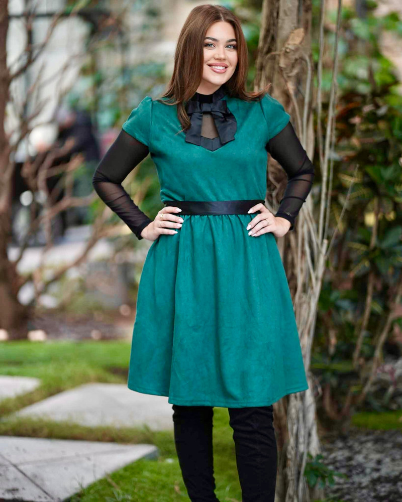 Green suede dress best sale