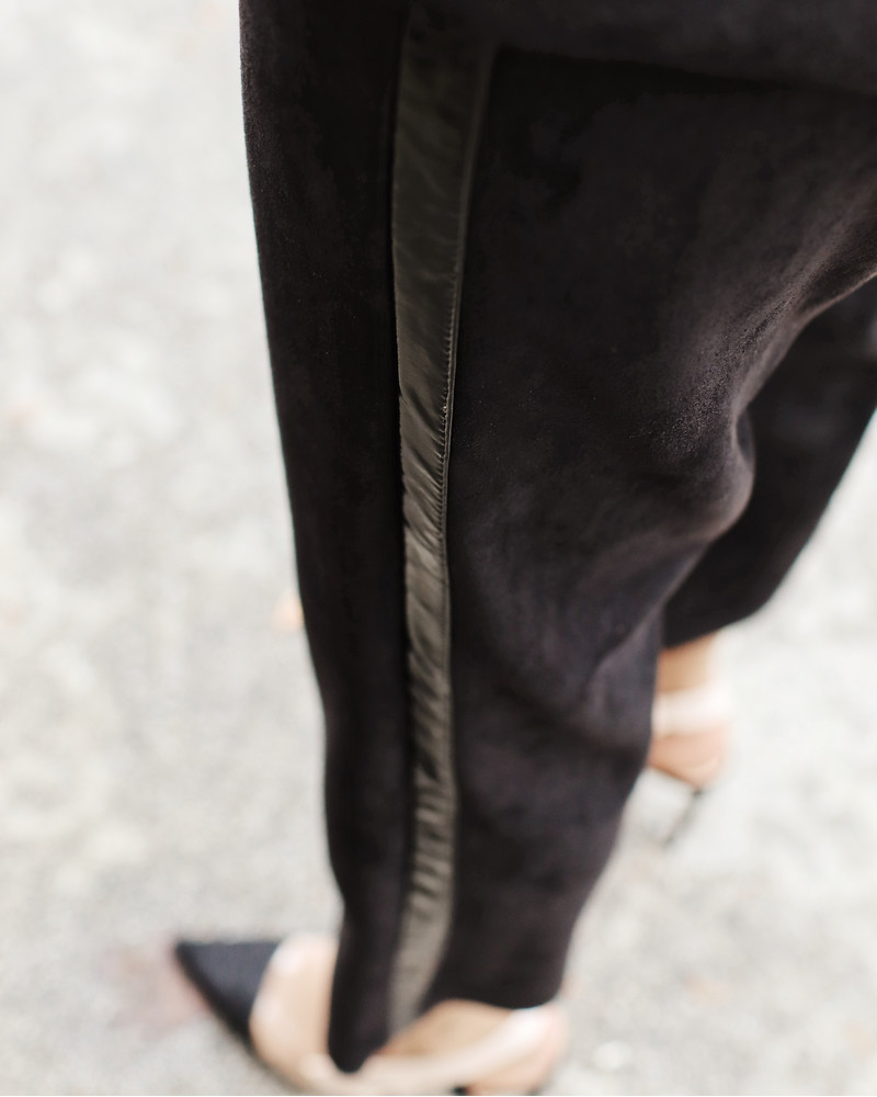BLACK SUEDE LAMPASS TROUSERS