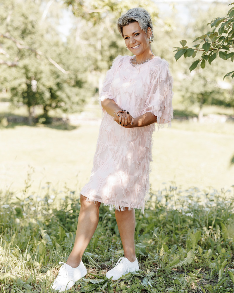 FRINGE DRESS PEACHY