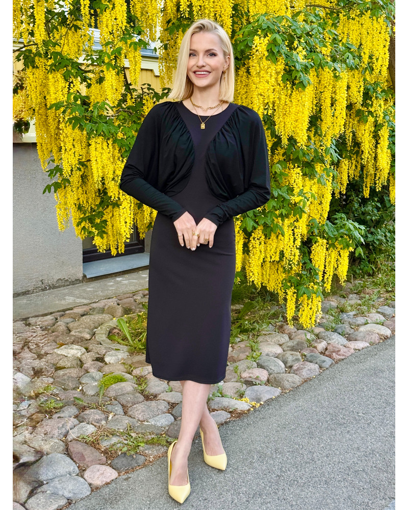PARROT MIDI DRESS BLACK