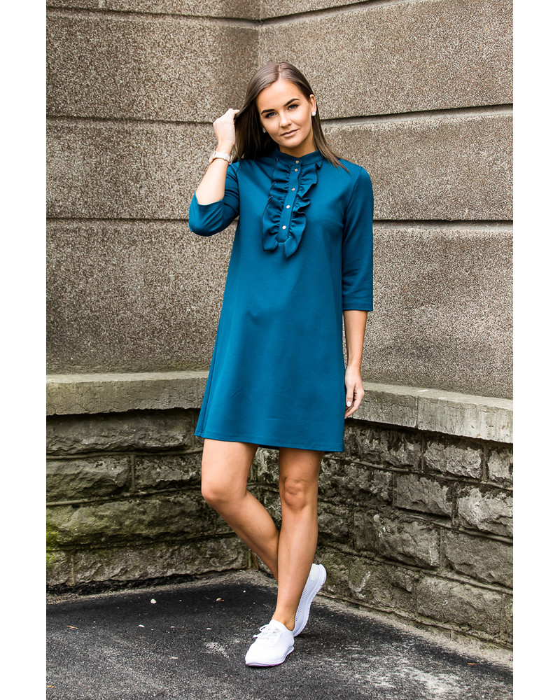 FRILL LINE DRESS TURQUOISE