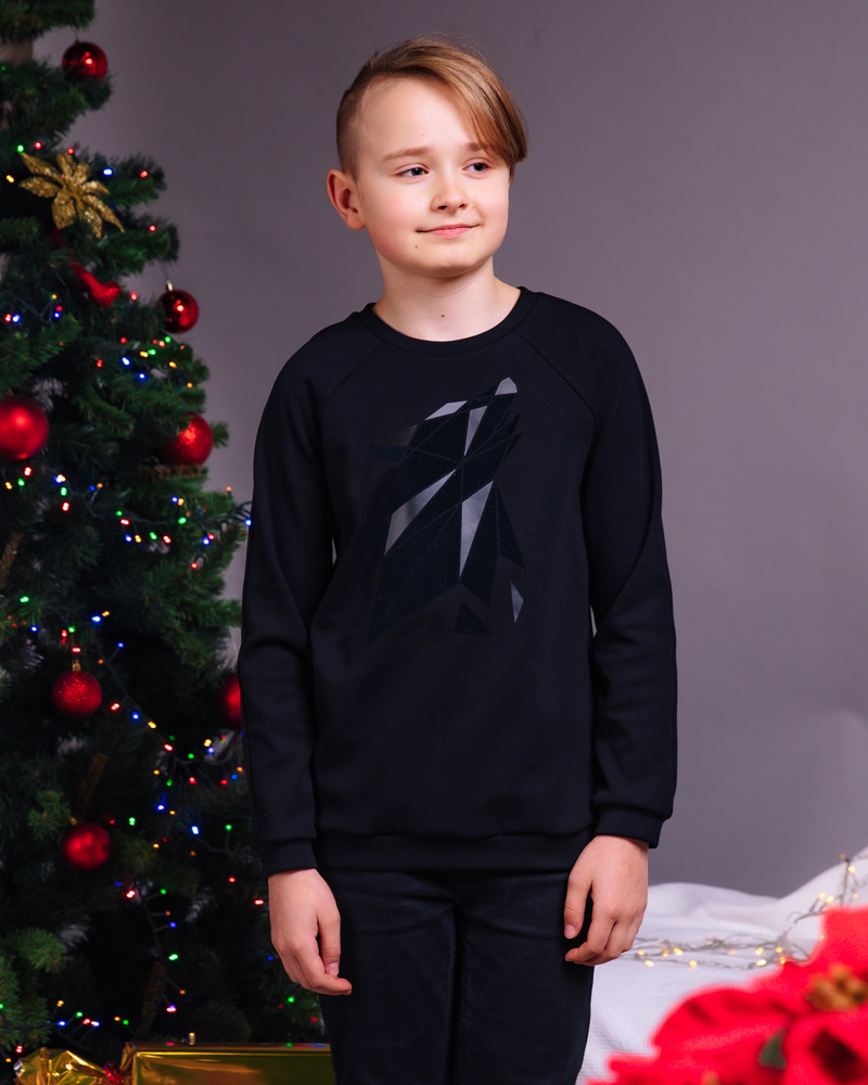ABSTRACT WOLF KIDS SWEATSHIRT BLACK