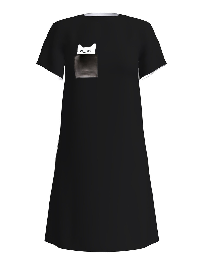 KITTY IN POCKET DRESS BLACK