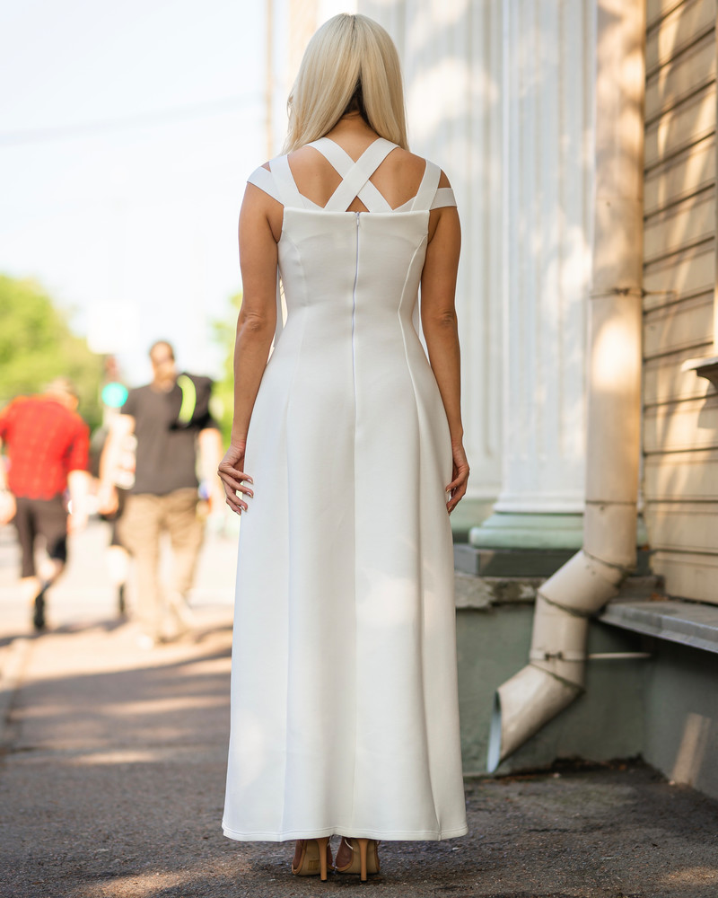 TRIPLE BOW MAXI DRESS WHITE