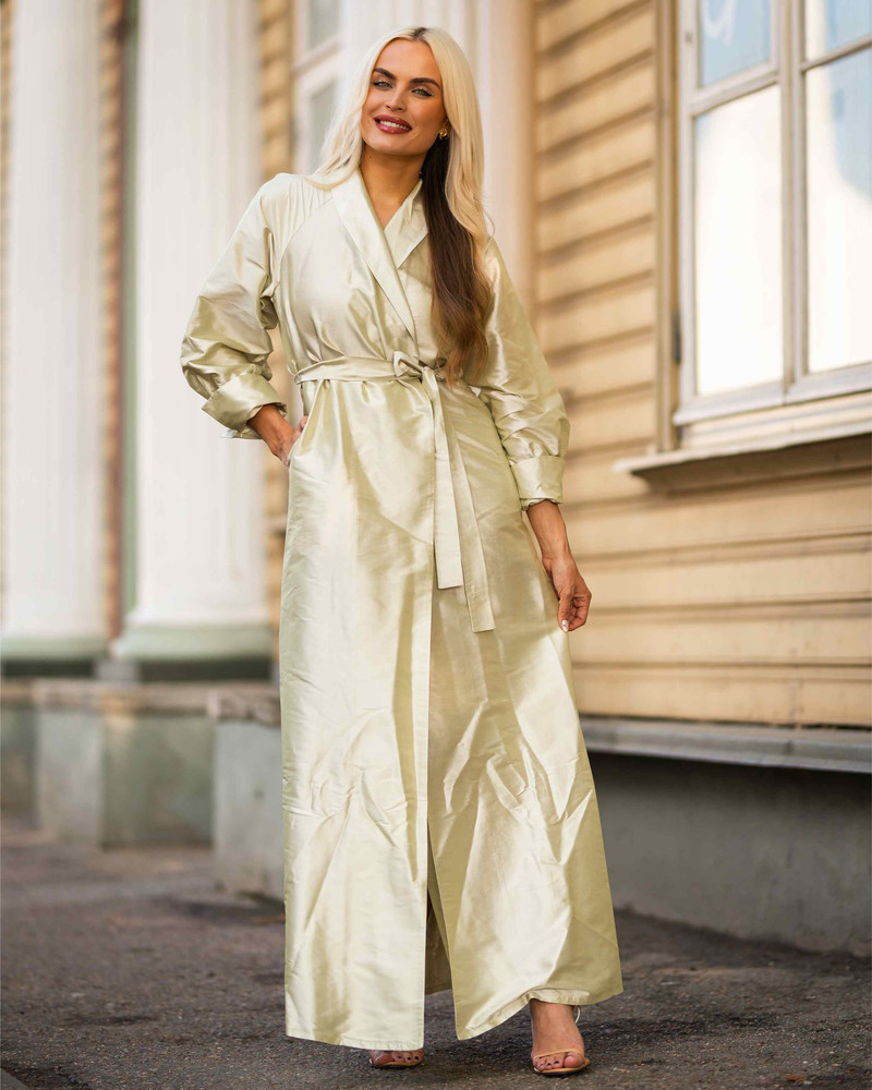 MOON MAXI SILK DRESS LIGHT GREEN