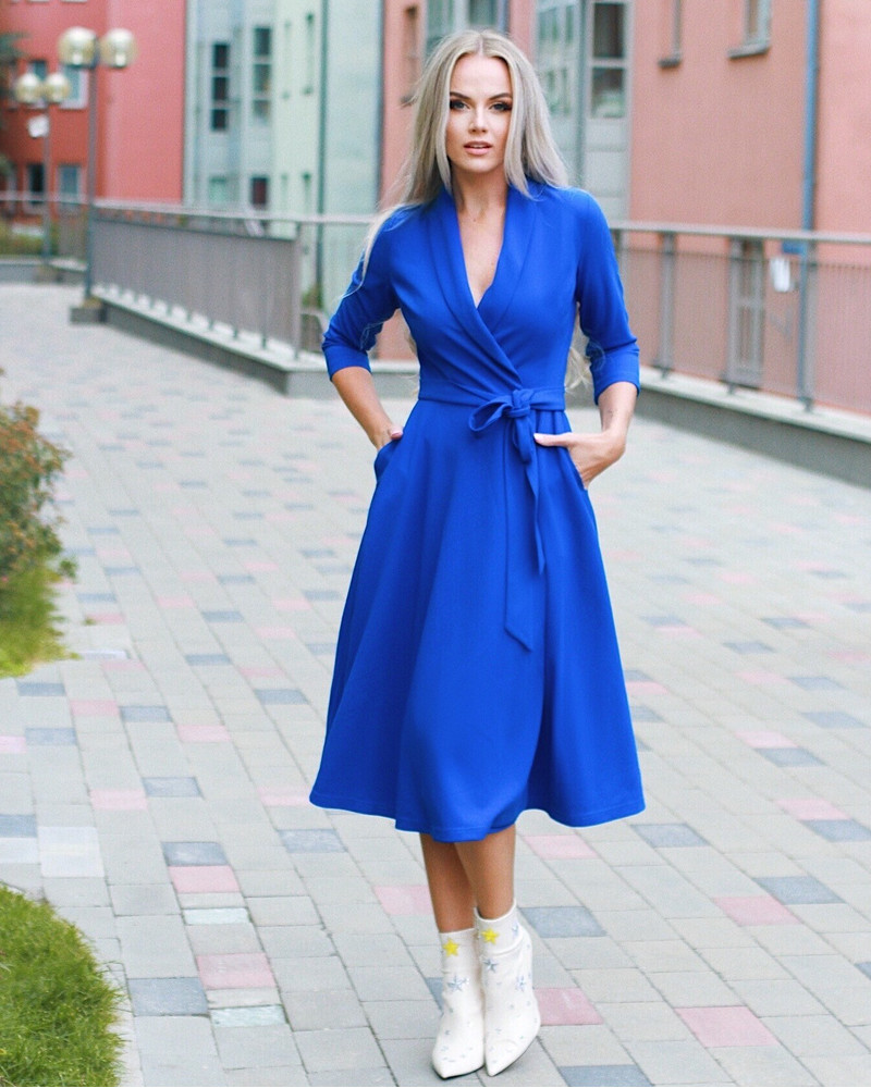 MOON MIDI DRESS BLUE