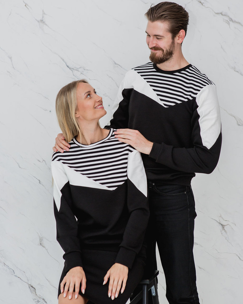 TRIANGLE RAYS UNISEX SWEATSHIRT BLACK STRIPE