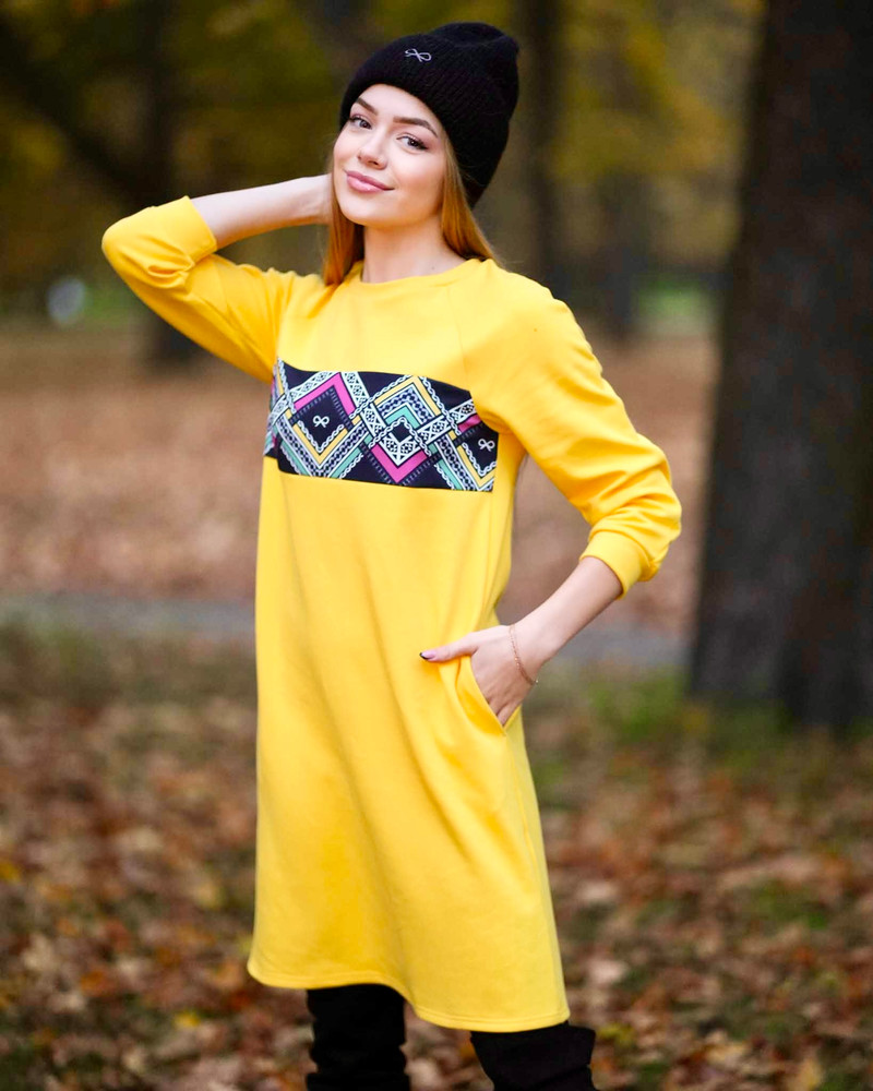 ETHNIC POCKET DRESS YELLOW