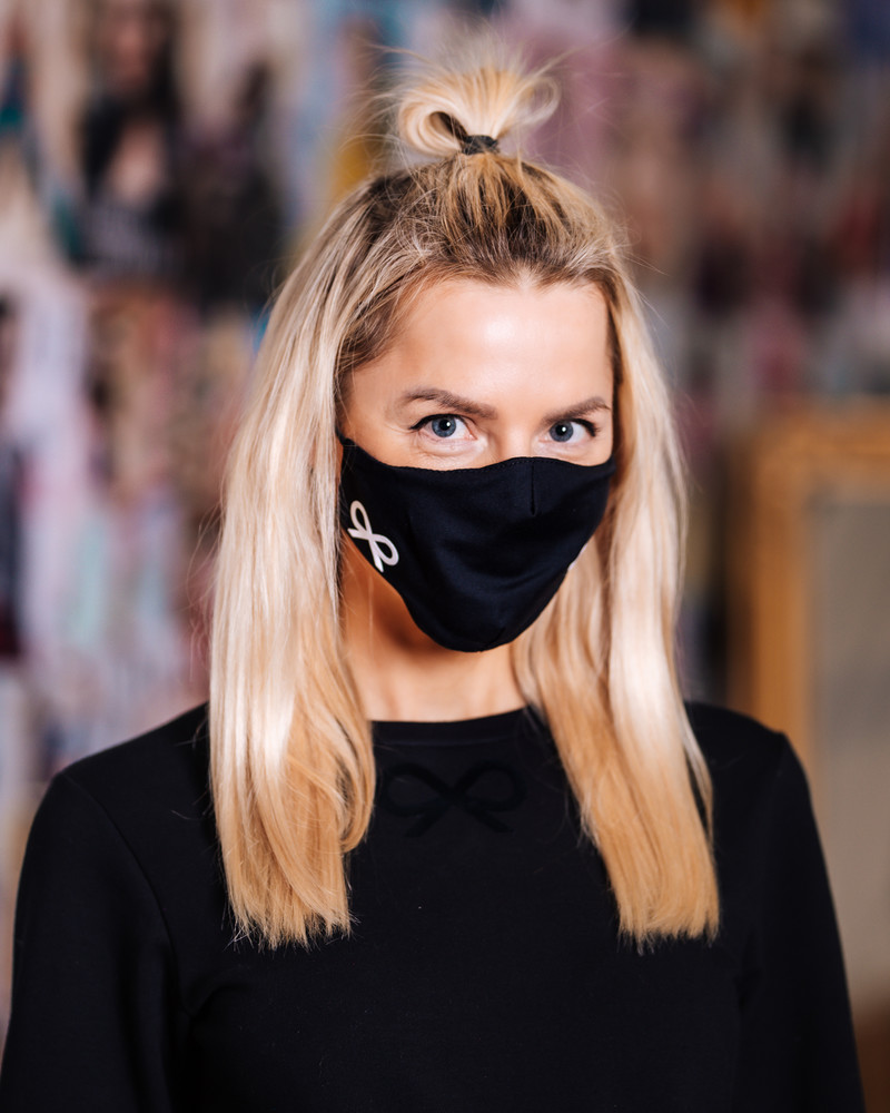 FACE MASK BOW BLACK-1 PIECE