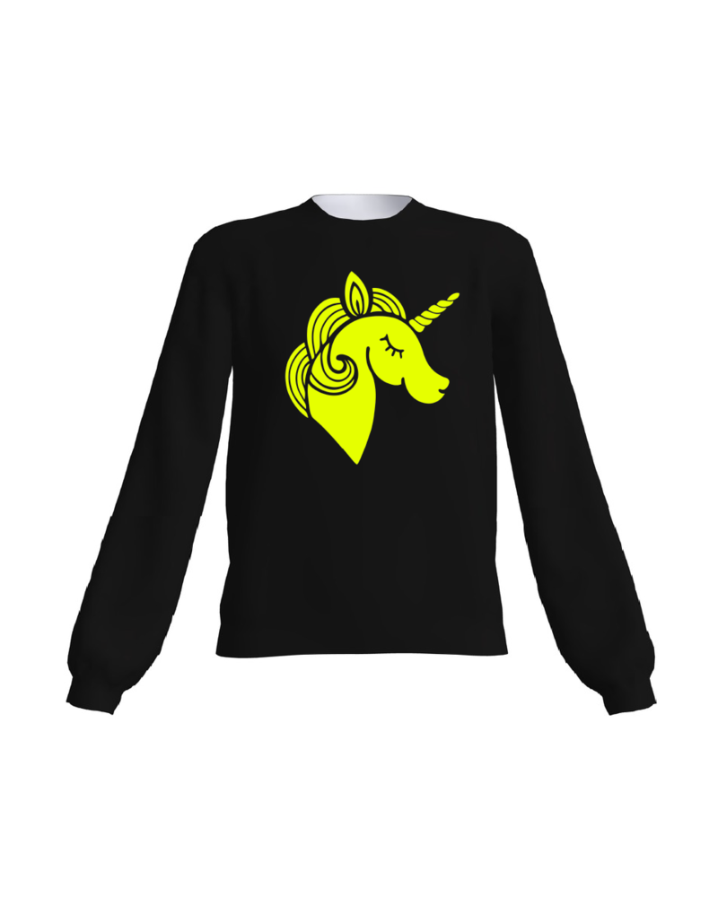 NEON UNICORN SWEATSHIRT BLACK