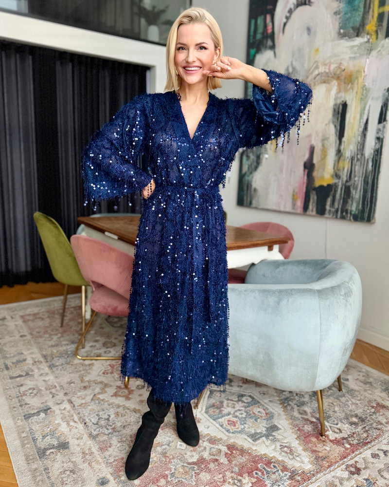 KIMONO MIDI DRESS NAVY BLUE