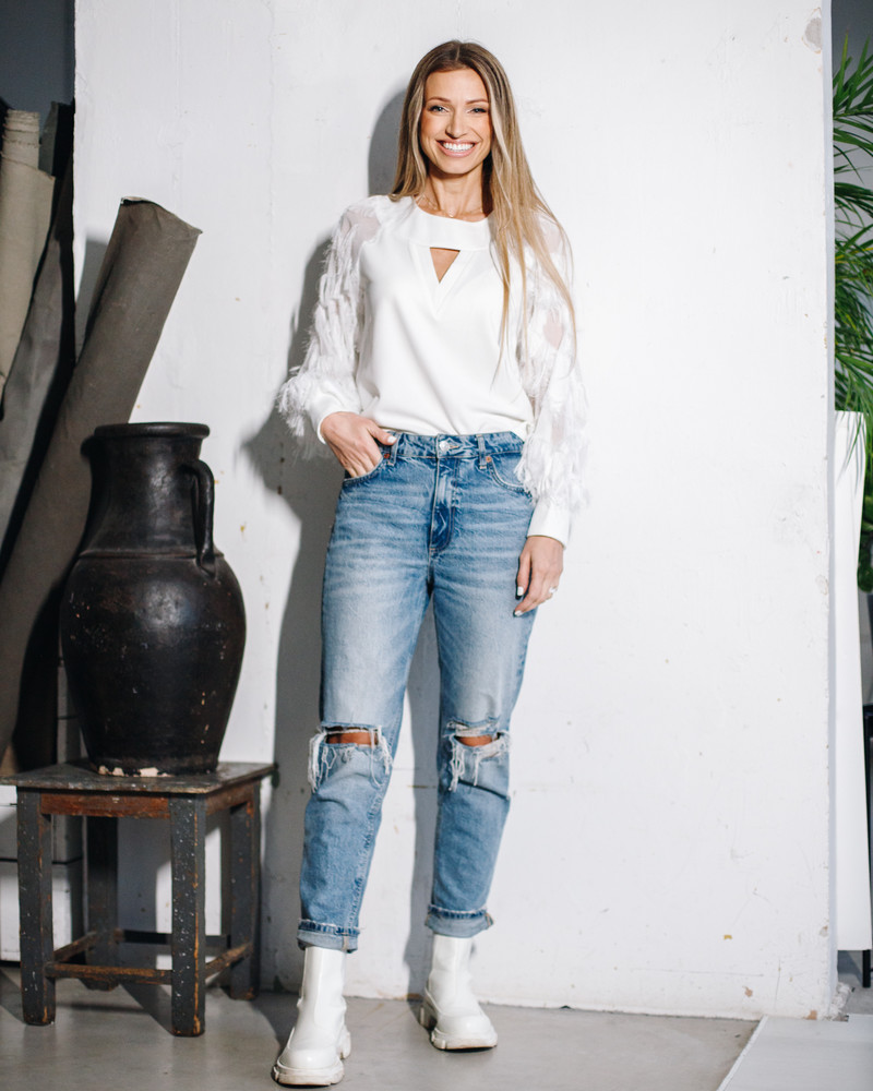 GALAXY FRINGE BLOUSE WHITE