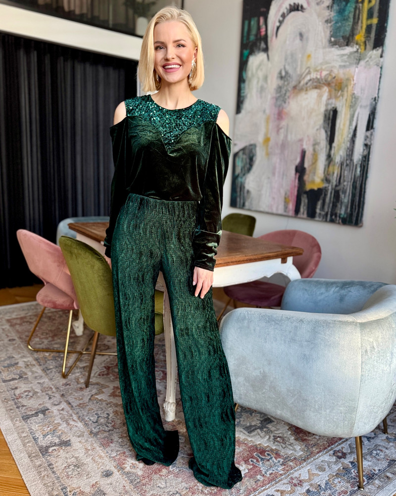 ALLURE BLOUSE SEQUIN VELVET GREEN