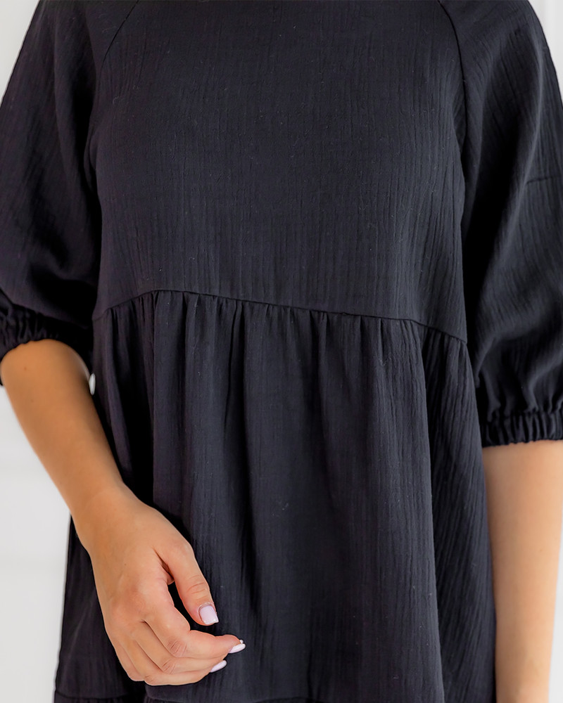 BOHO RUFFLE DRESS BLACK