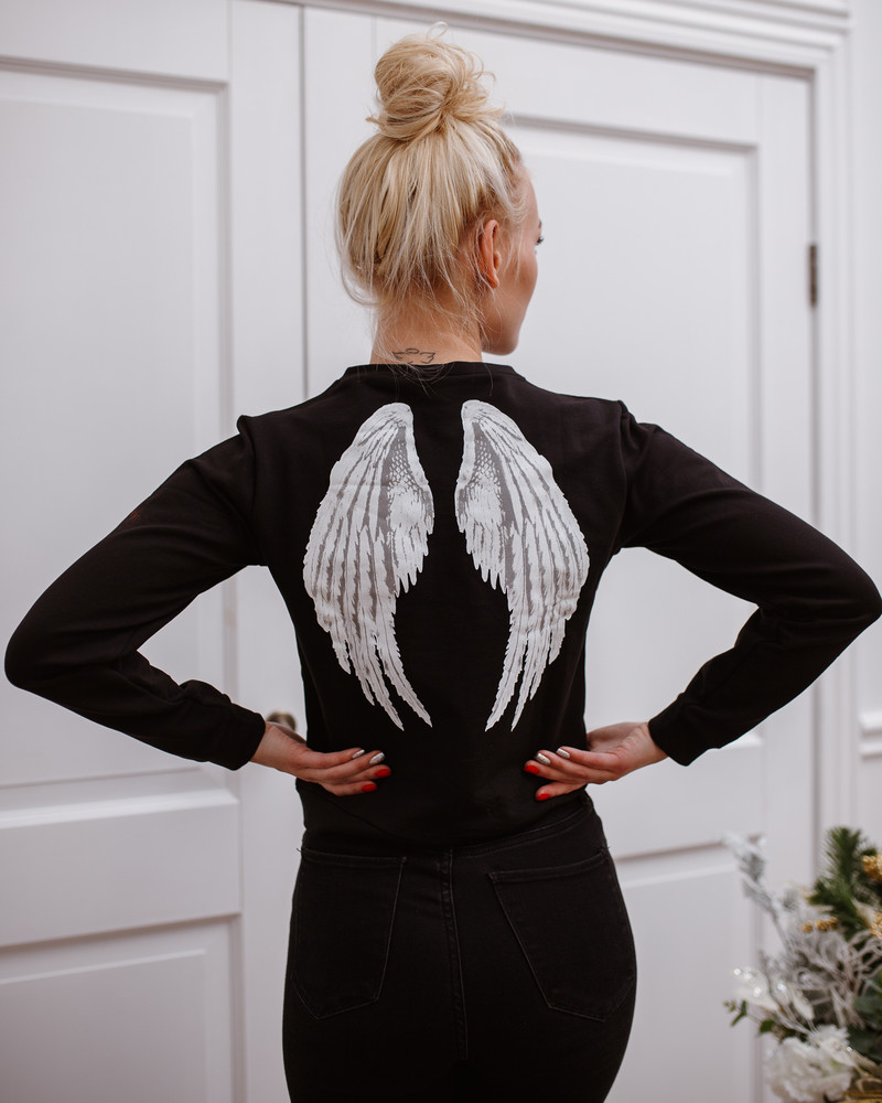 ANGEL CROP SWEATSHIRT BLACK