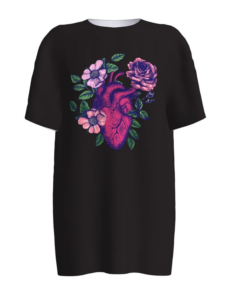 HEART BLOSSOM unisex T-SHIRT BLACK