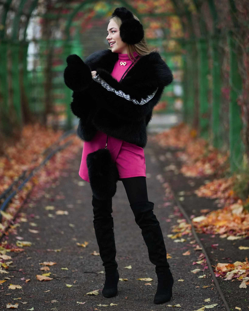 POLAR FUR COAT  BLACK