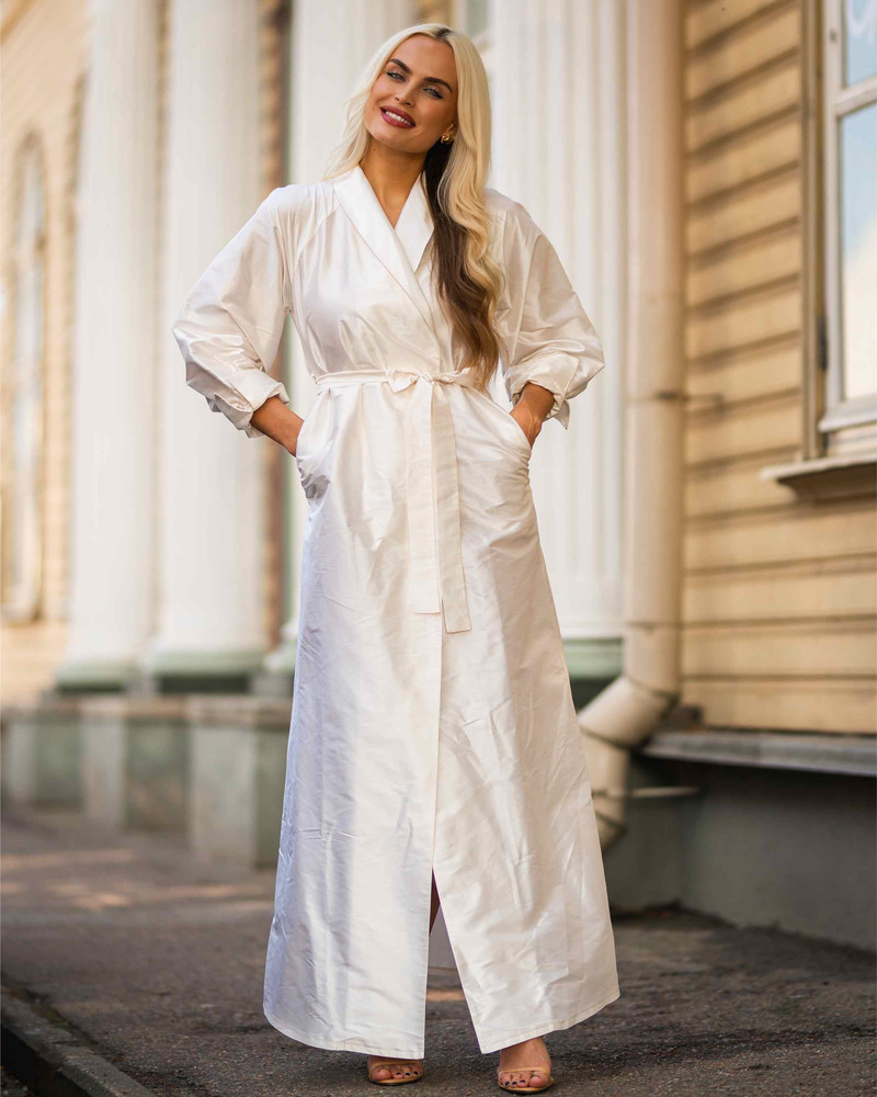 MOON MAXI SILK DRESS CREAM WHITE