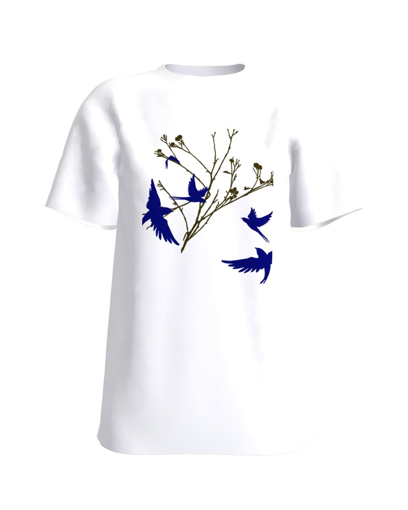 Bird on a branch T-Shirt white