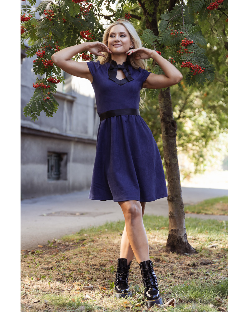 DOLLABLE DRESS SUEDE NAVY BLUE