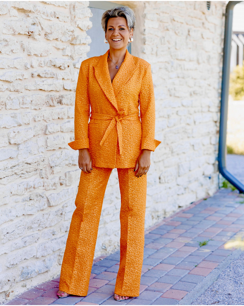 JACQUARD POWER SUIT ORANGE TROUSERS