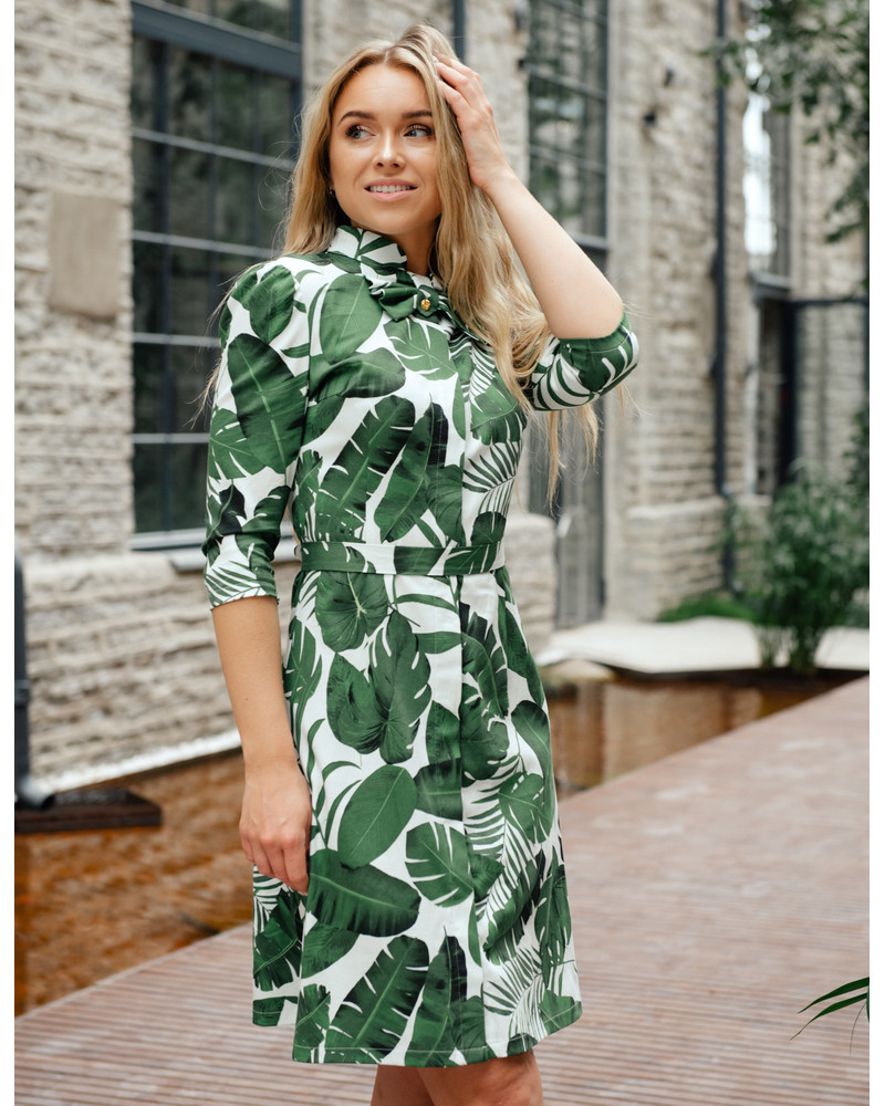 JUNGLE BOW  DRESS GREEN