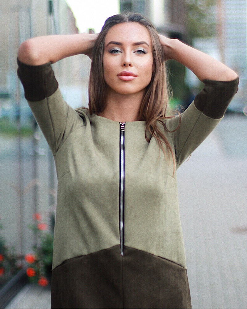 ZIPPER DRESS SUEDE GREEN