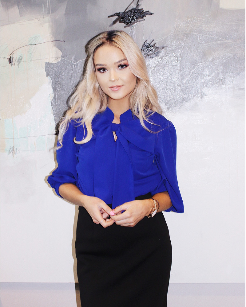 BIG BOW BLOUSE ELECTRIC BLUE