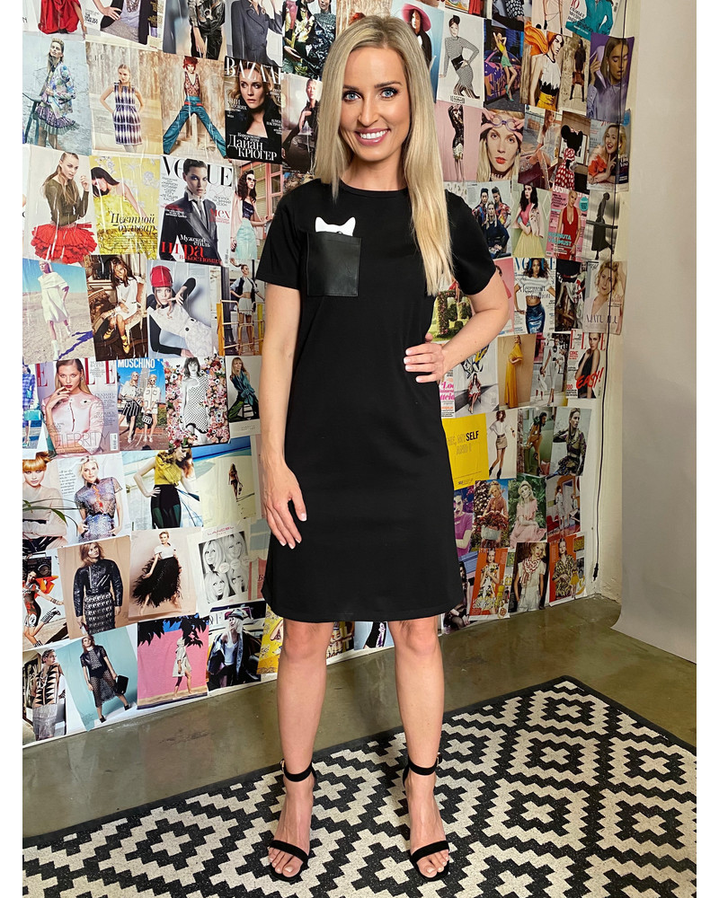 KITTY IN POCKET DRESS BLACK