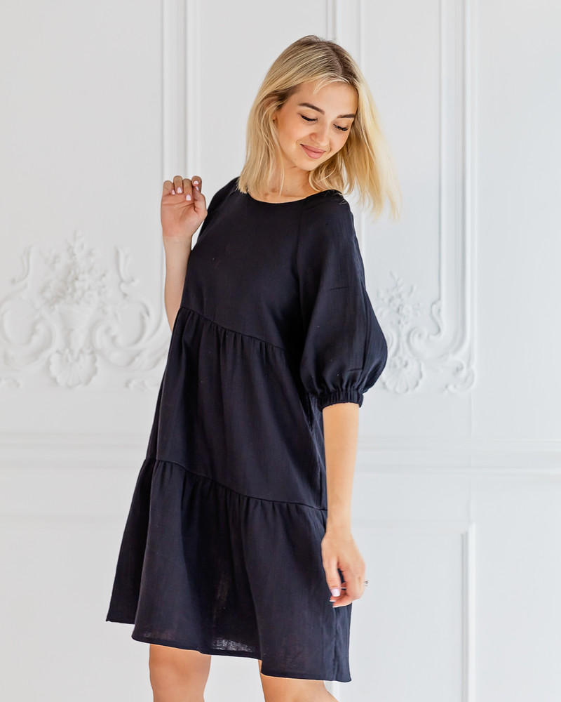 BOHO RUFFLE DRESS BLACK