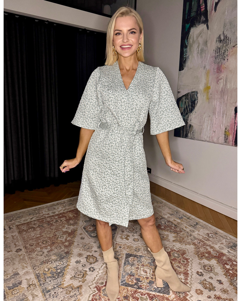 KIMONO JACQUARD DRESS MINT