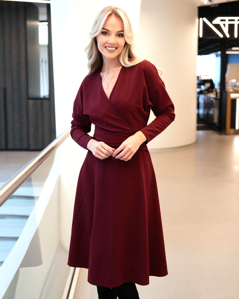 MIDI DRESS TIMELESS BORDEAUX CREPE