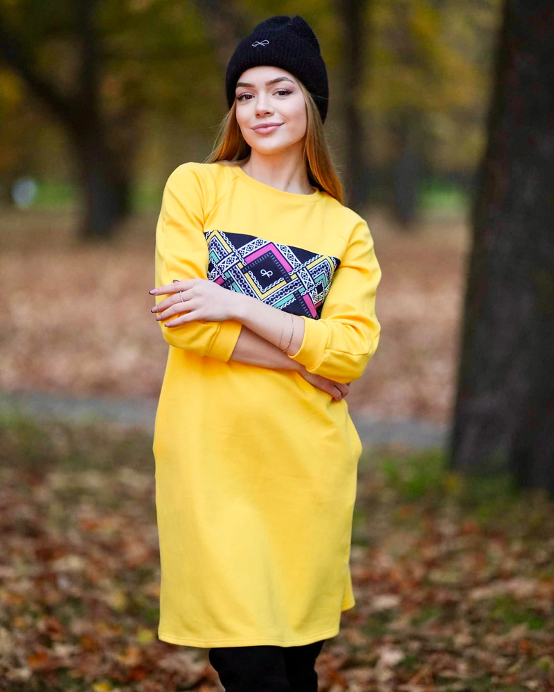 ETHNIC POCKET DRESS YELLOW