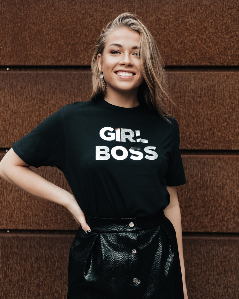 Silver Girl Boss black T-shirt